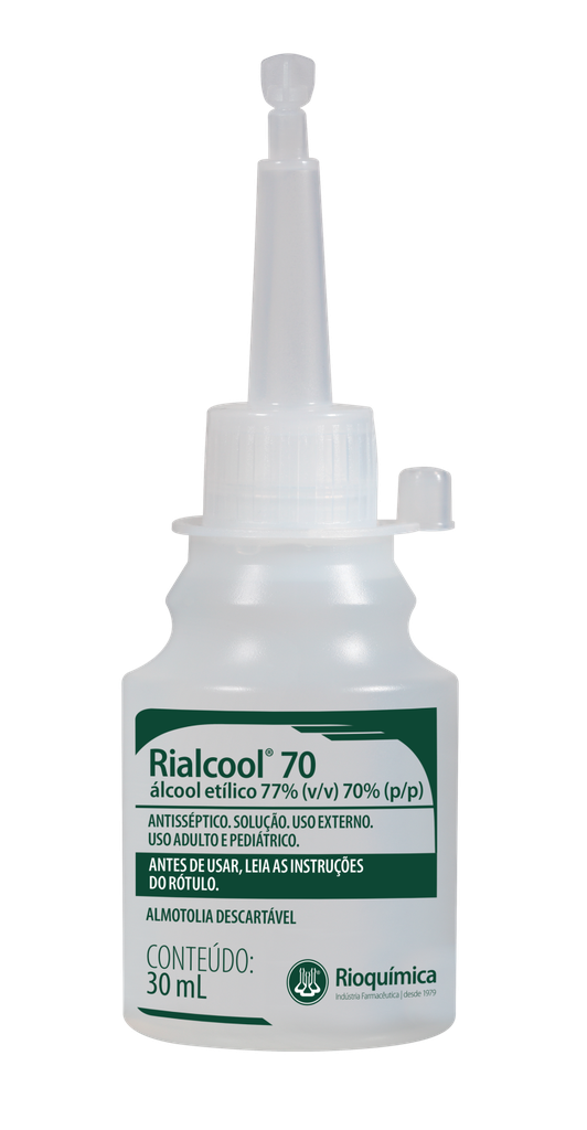 [7897780223667] Alcool 70% Saneante 30mL Twist Off Rialcool Rioquimica