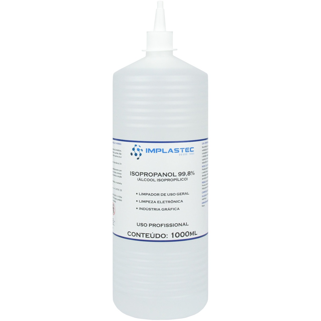 Alcool Isopropilico 99,8% 1 Litro com Bico Aplicador Implastec