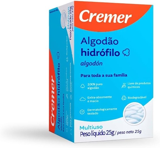 Algodao Hidrofilo 25g Cremer