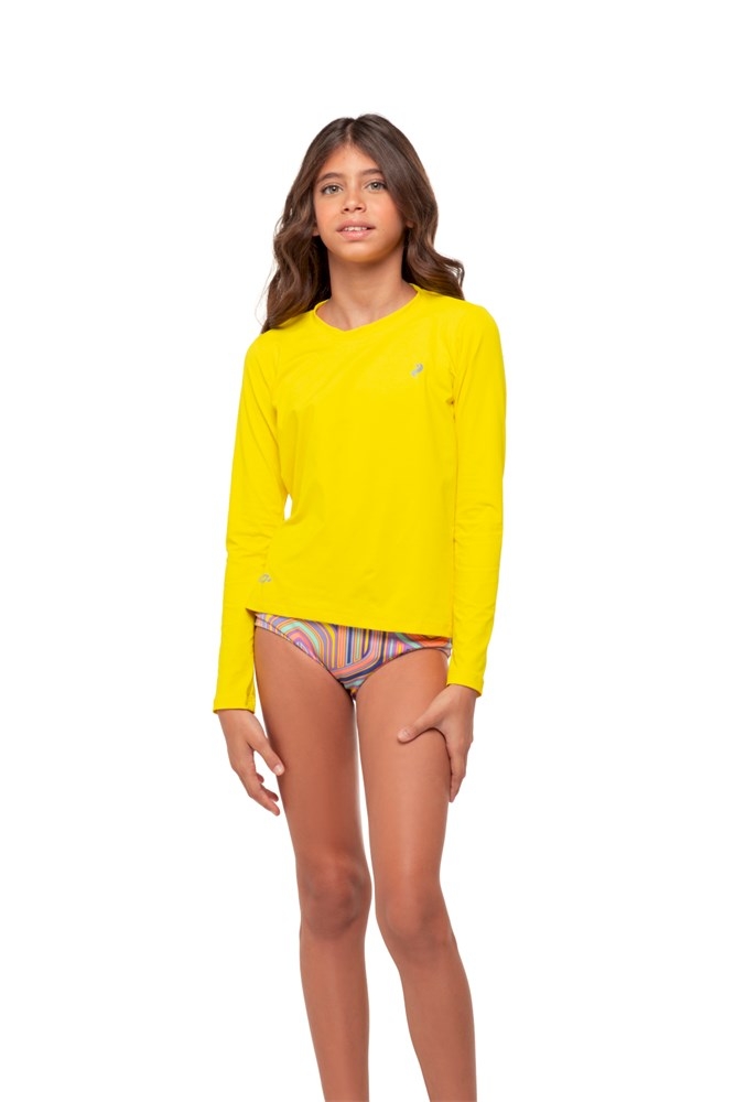 Camisa UV Manga Longa Infantil Amarelo RR002 Radar UV - COR: Amarelo, TAMANHO: 6