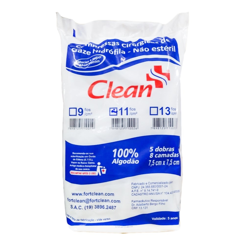 Compressa Gaze 11 Fios Pacote 200G Clean