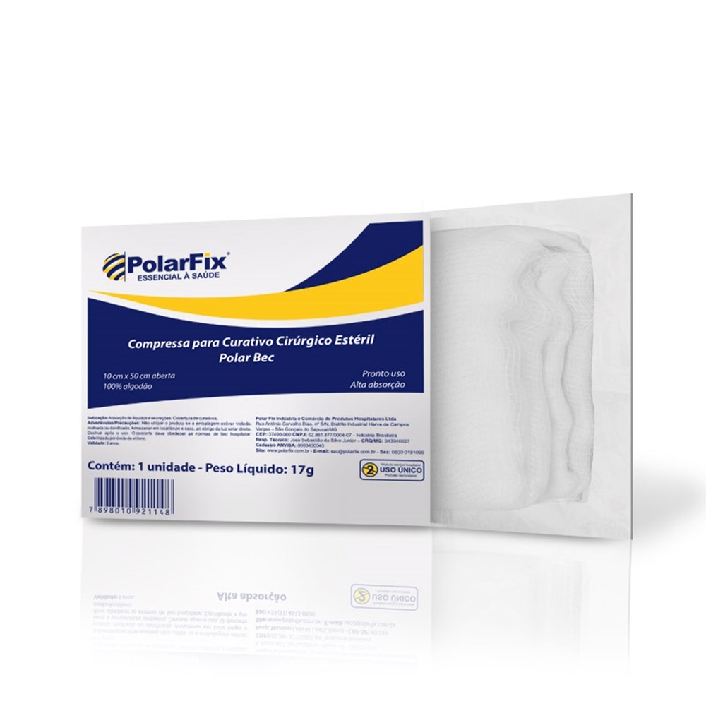 [7898010921155] Compressa Para Curativo Cirurgico Esteril 15 x 60cm Polar Fix