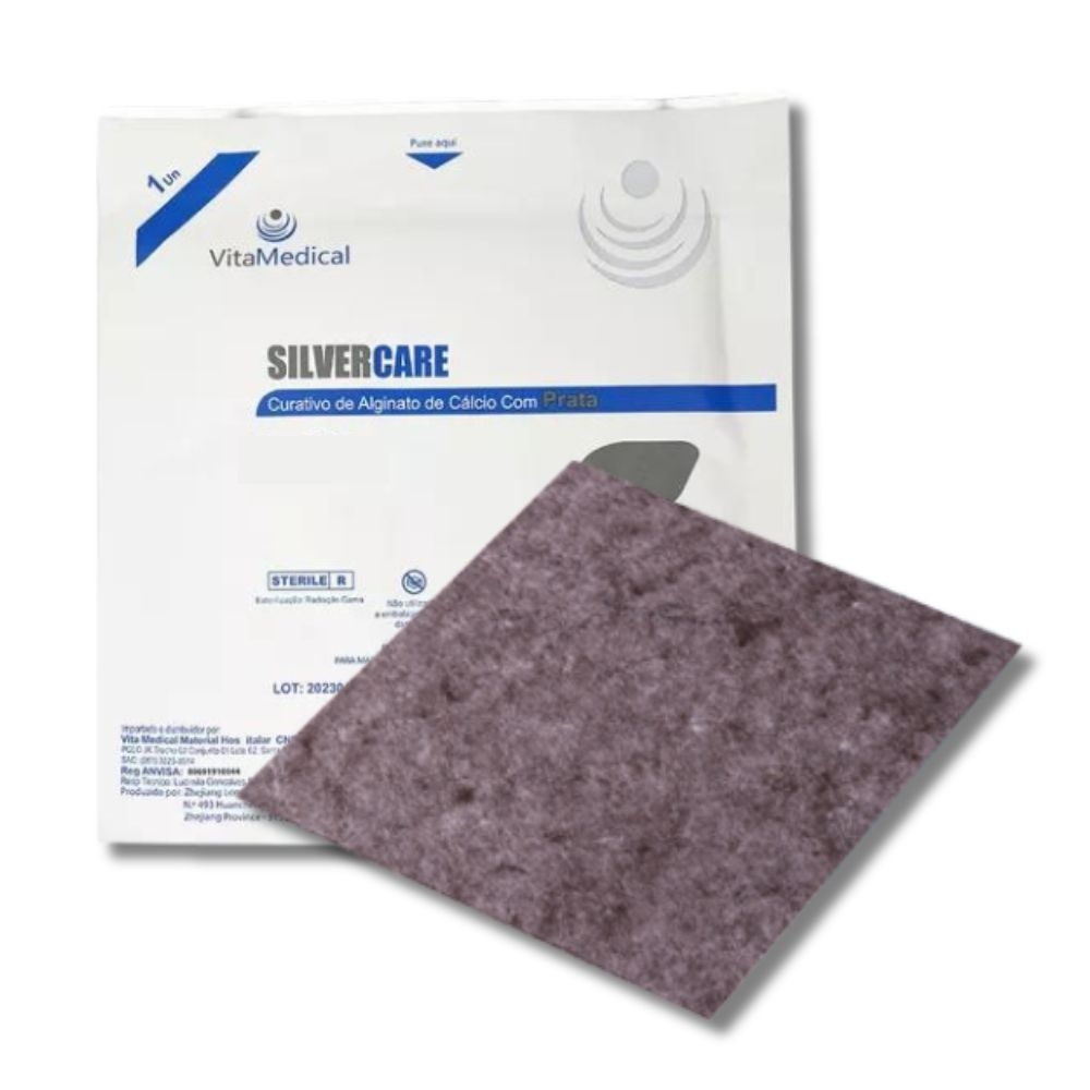 [7908119240399] Curativo Alginato Com Prata AG 10,0 x 10,0cm 1un SilverCare Vita Medical