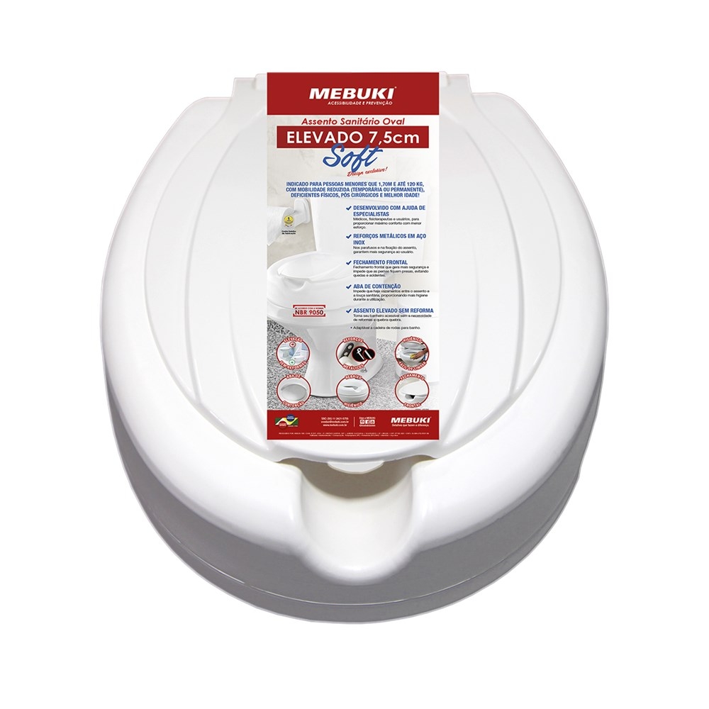 Elevaçao Assento Sanitario Oval 7,5cm Soft Branco Mebuki