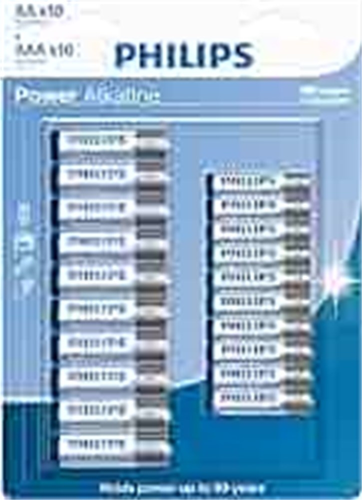 Kit Pilhas Alcalinas AAA + AA C/10un de Cada Philips