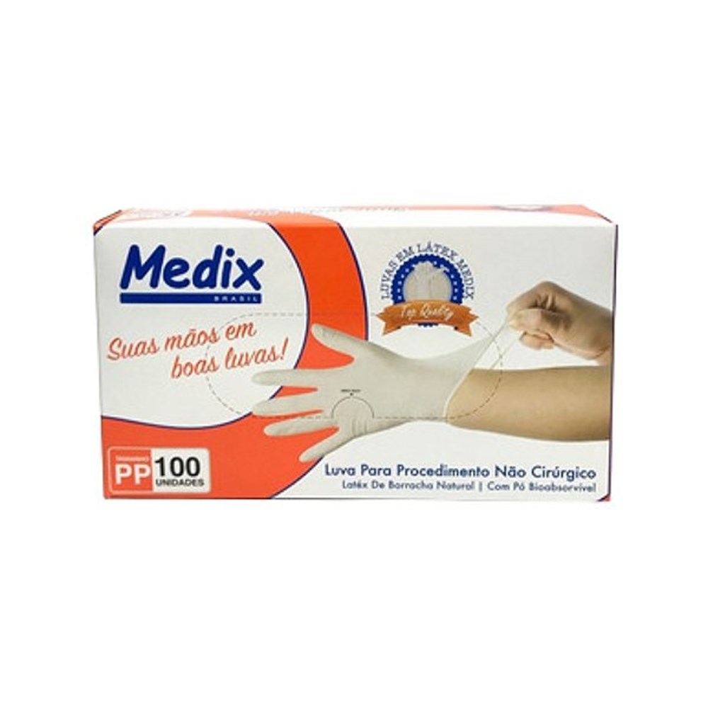 Luva Latex Com Po P cx com 100un Medix