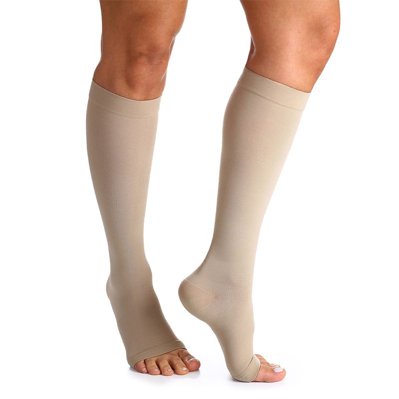 Meia de Compressao Panturrilha 3/4 Sigvaris 20-30 - 862 Premium Pe Aberto Natural GG2