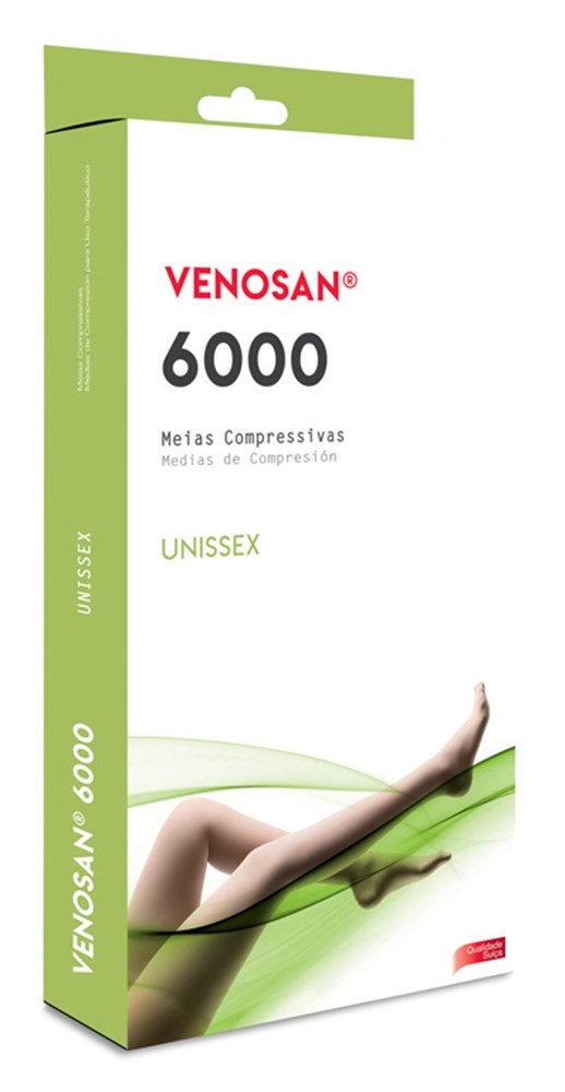 Meia de Compressão Venosan 6000 Panturrilha 3/4 20-30 AD XXG Pe Aberto Bege