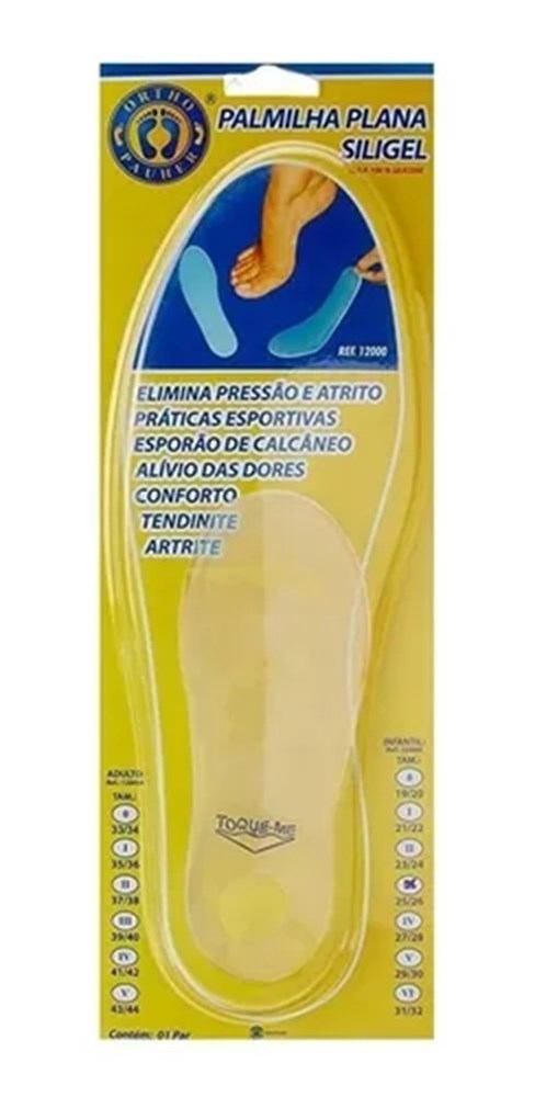 Palmilha Plana Siligel 43/44 Ortho Pahuer 12000A