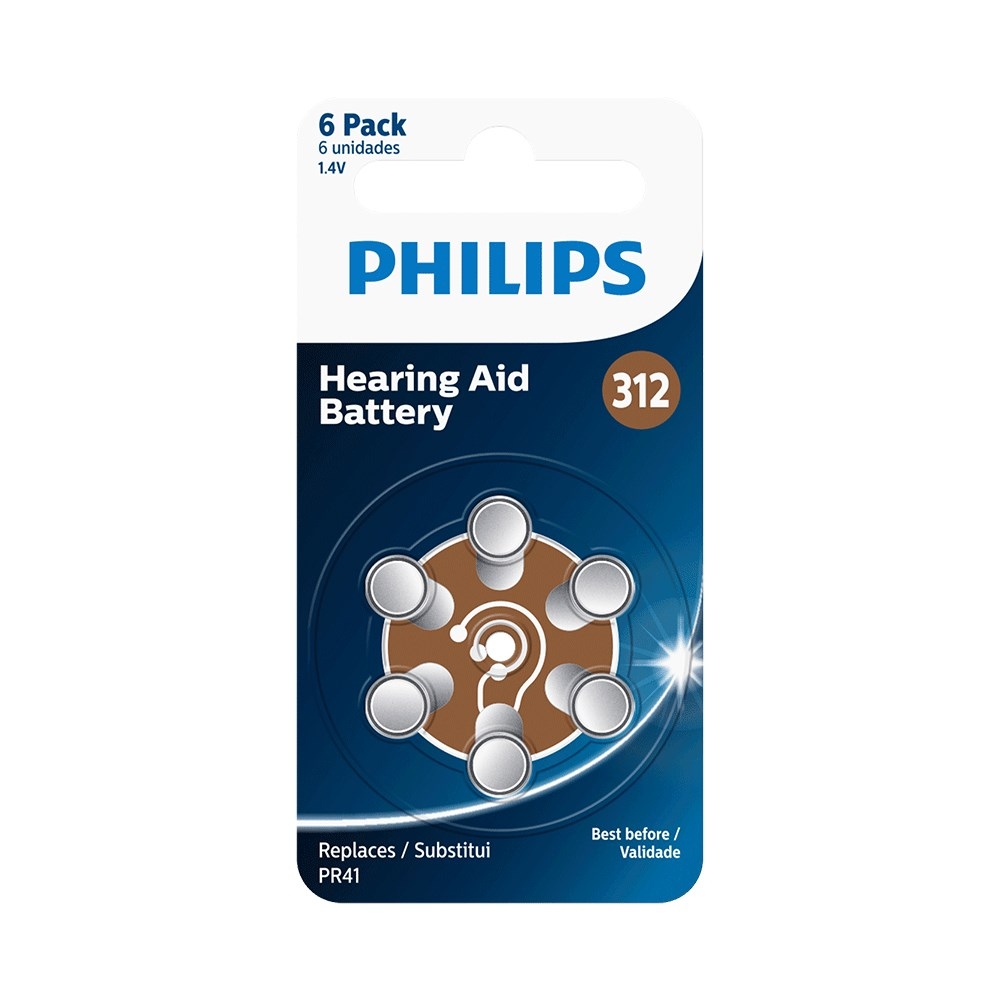 Pilha Auditiva 312 C/ 6 Philips ZA312B6A/59