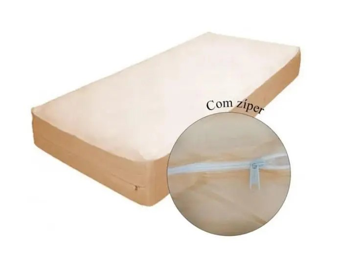 Protetor de Lençol PVC 1,90 X 0,90 X 0,20 Solteiro Bege ZIPER 145-21 Luxo Seniorcare