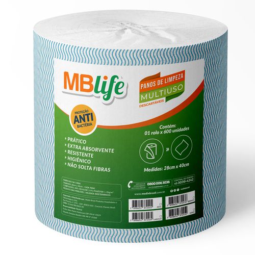 Rolo de Pano Multiuso Azul 35GR 28CMX240M C/600un de 40CM Medix