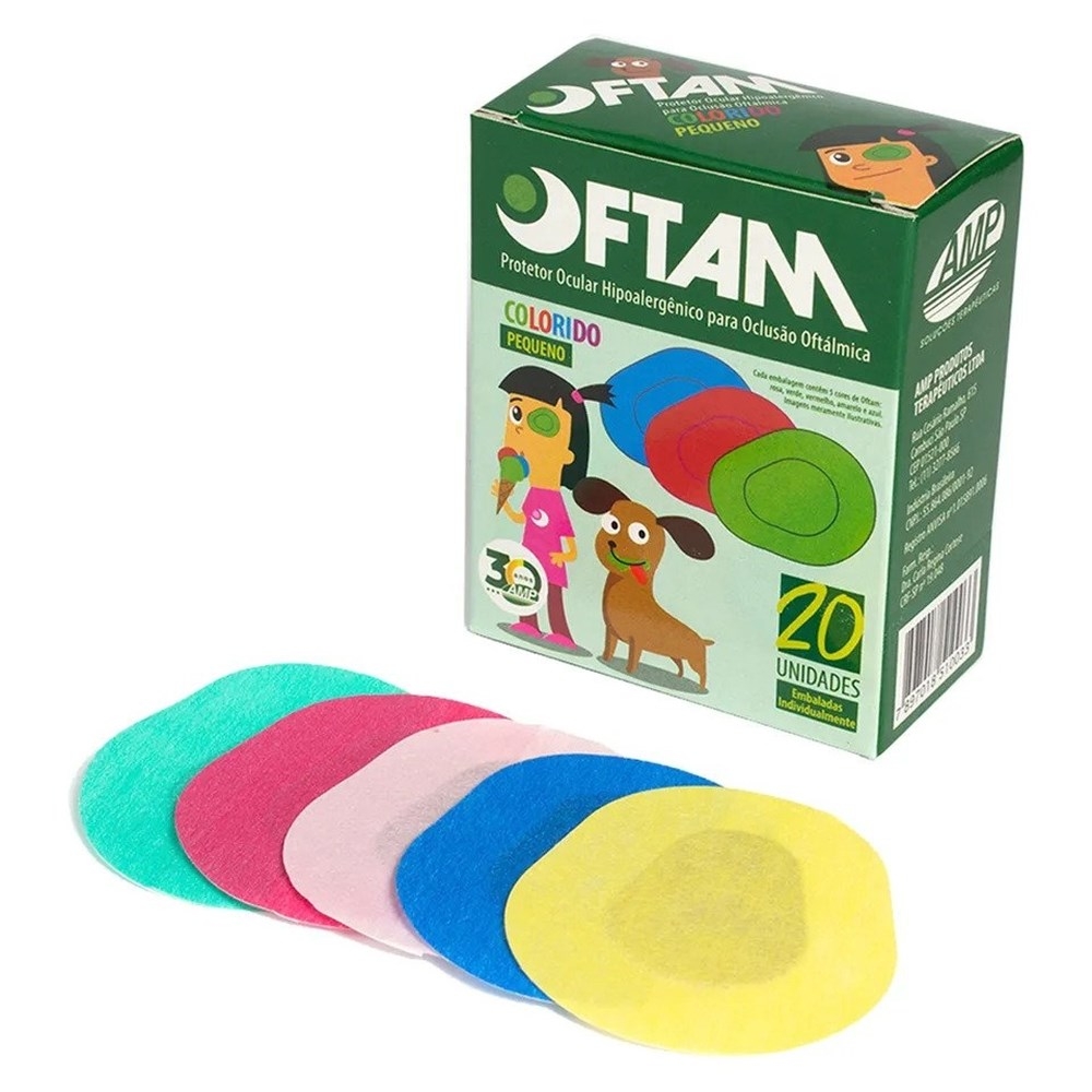 Tampao Protetor Ocular Infantil (Pequeno) com 20un Colorido Oftam
