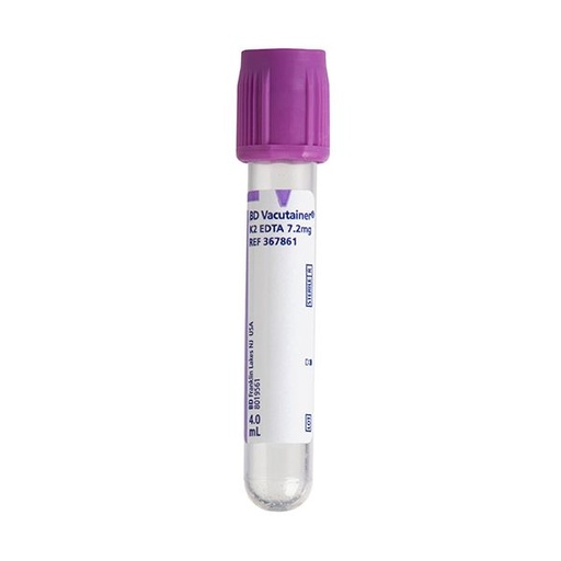 [30382903600572] Tubo Coleta Sangue Vacutainer EDTA - K2 Roxo 4ml c/ 100un BD