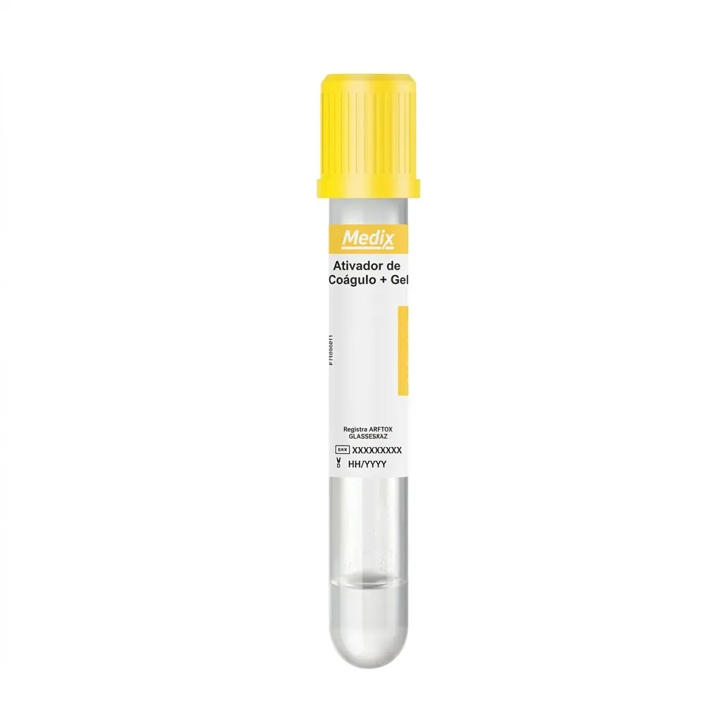 Tubo Coleta Sangue Gel Separador Amarelo 5ml c/ 100un Medix