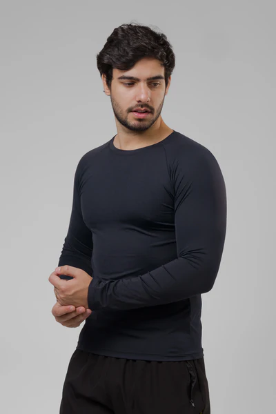 Camisa Masculina Proteção Solar UV+50 Premium Corta Vento (P, PRETO, Manga Longa)