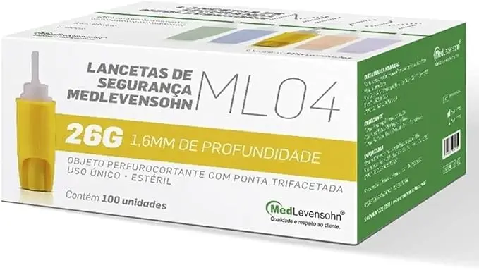 Lanceta de Segurança 26g cx c/ 100un - Medlevensohn