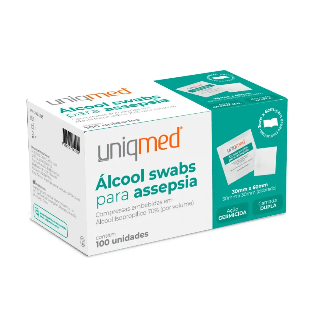Alcool Swabs 70% cx c/100un Uniqmed