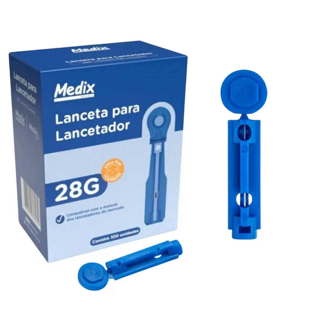 Lanceta Para Caneta Lancetadora 28g com 100un Medix