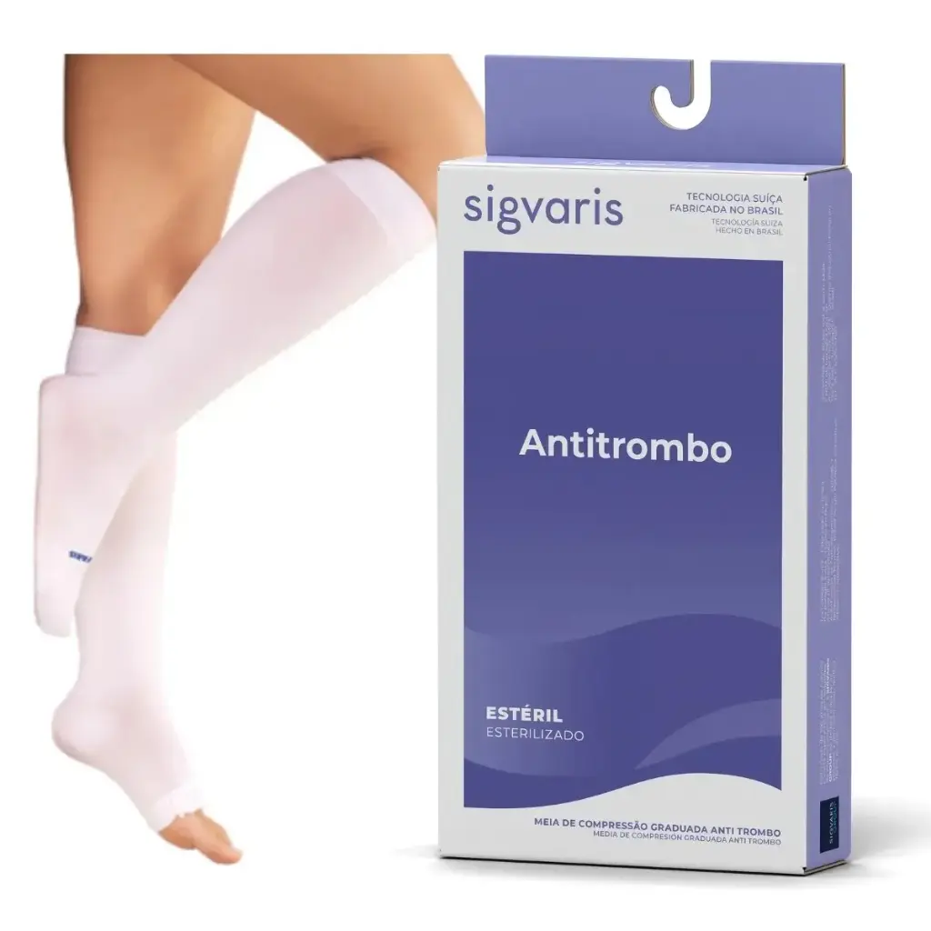 Meia Sigvaris Antitrombo 18-23mmHg Panturrilha 3/4- Pe Aberto - 401EADPR44 - Tam P 
