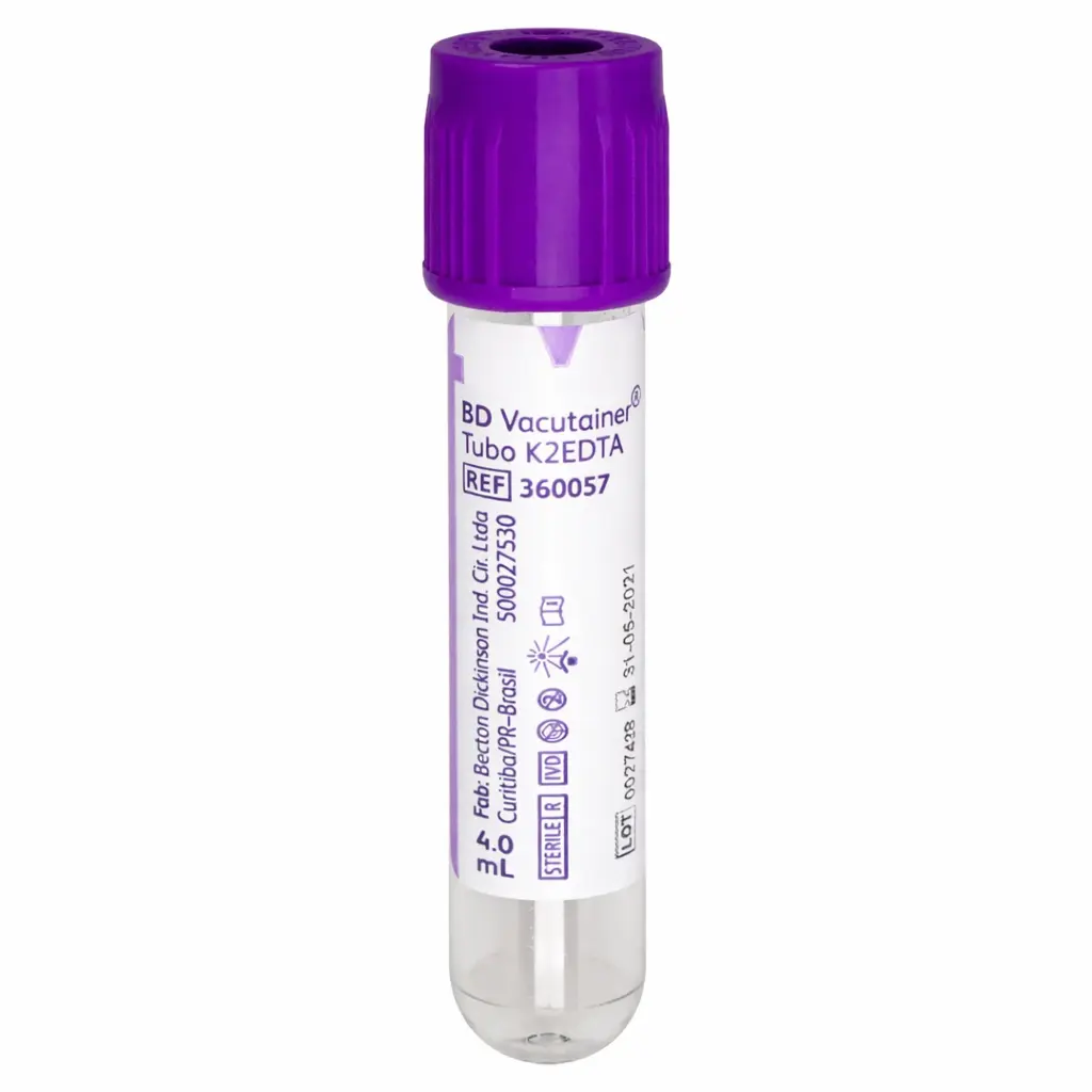 Tubo Coleta Sangue Vacutainer EDTA - K2 Roxo 3,5ml c/ 100un BD