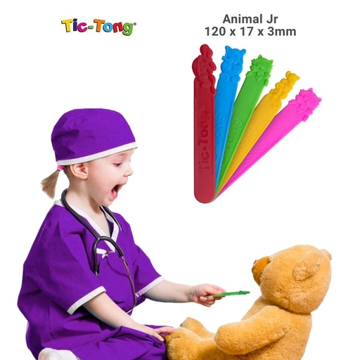 [7898932370123] Abaixador de Lingua Plastico Com Sabor Animal Jr Tic-Tong pct 40un