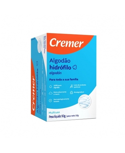 [7891800805543] Algodao Hidrofilo 50g Cremer