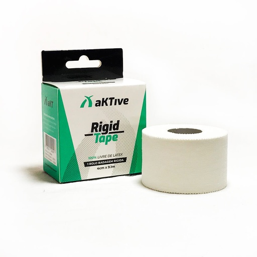 [736532522047] Bandagem Rigida Livre de Latex Aktive Rigid Tape 4 CM Branca