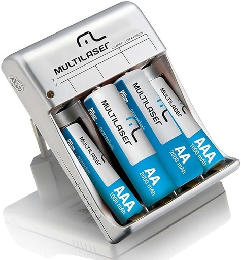 [7898506451609] Carregador Pilhas Multi 2 XAA+2 XAAA 12H CB045 Multilaser