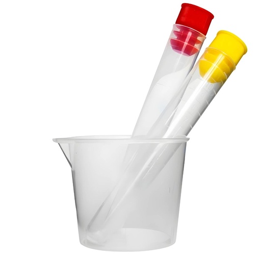 [14212] Coletor de Urina Kit Frasco e 2 Tubos Conicos Tampa Verm/Amarela Esteril 12ML 00105 NJ Plasticos