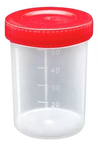[7898198860253] Coletor Fezes e Urina Universal Tampa Vermelha s/ Pa 50mL J.Prolab