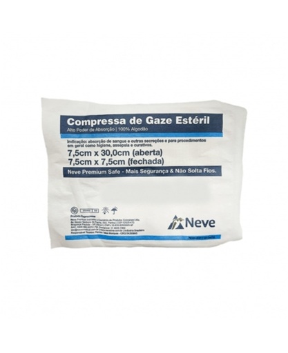[7898172817228] Compressa Gaze Esteril 7,5X7,5 13 Fios com 10un Viscose Neve
