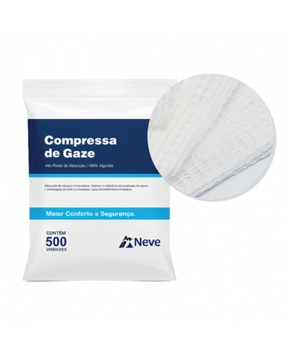 [7898172860415] Compressa Gaze Hidrofila 7,5X7,5cm 11 Fios com 500un Neve