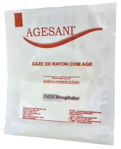 [7898619730165] Compressa Gaze Rayon 7.5x7.5cm Agesani C/ A.G.E. Esteril 1un