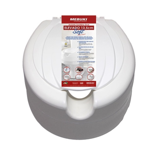 [7896796309075] Elevaçao Assento Sanitario Oval 13,5cm Soft Branco Mebuki