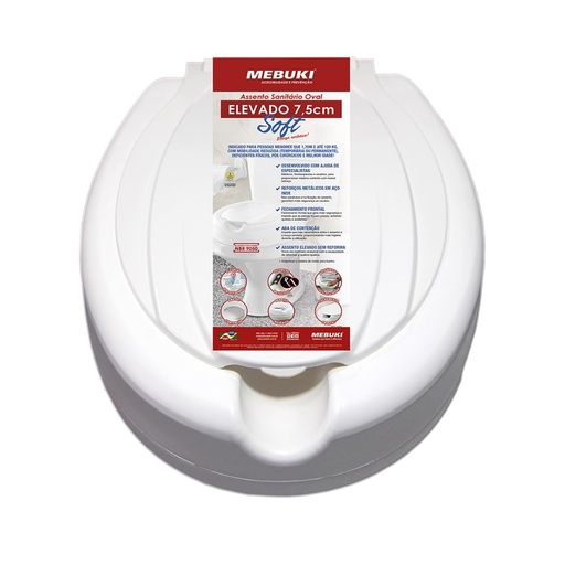 [7896796309068] Elevaçao Assento Sanitario Oval 7,5cm Soft Branco Mebuki