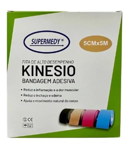 [7908598900814] Fita Kinesio Azul 5cm x 5m Supermedy 1un