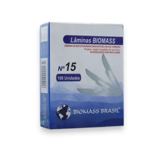 [7908269000065] Lamina de Bisturi N.15 CX C/100un Biomass