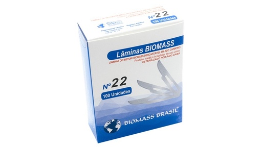 [7908269000225] Lamina de Bisturi N.22 CX C/100un Biomass