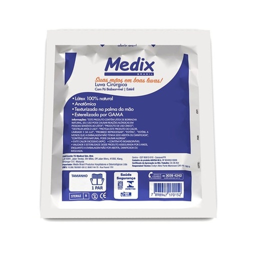[7898947170176] Luva Cirurgica Esteril Com Po N.7,0 1un Medix