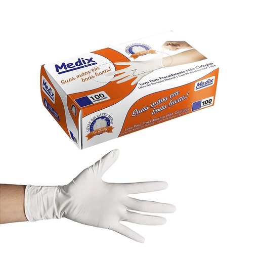 [7898947170039] Luva Latex Com Po M cx com 100un Medix