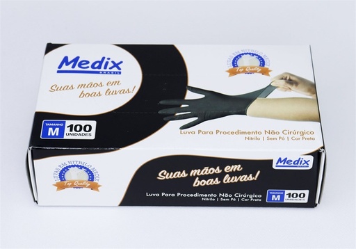 [7898652370892] Luva Nitrilica Sem Po Preta G cx com 100un Medix