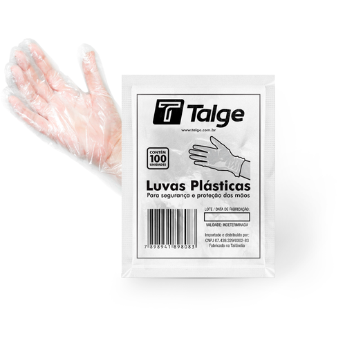 [7898941898083] Luva Plástica Transparente Nao Esteril c/ 100un Talge