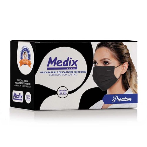[7898652372766] Mascara de Proteçao Tripla Preta cx com 50un Medix