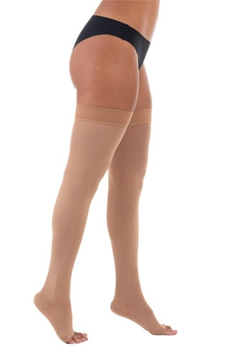 [7898360916146] Meia de Compressão Venosan Ultraline 4000 Meia Coxa 7/8 20-30 AGH M Pe aberto Bege