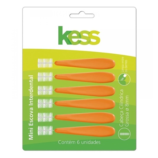 [7897517920074] Mini Escova Interdental Cilíndrica Grossa 8mm 6 Unidades Kess 2007