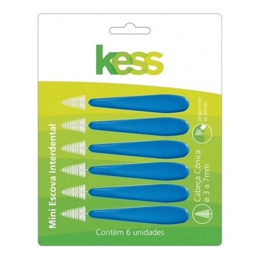 [7897517920043] Mini Escova Interdental Cônica 3 a 7mm C/ 6 Unidades Kess 2004