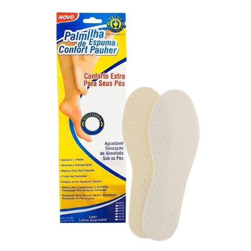 [7898415012847] Palmilha De Espuma Confortpauher Branca 33/34 Ortho Pahuer AC060