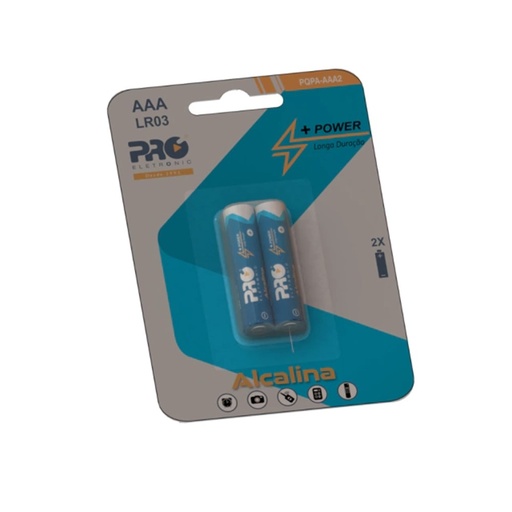 [7898419500159] Pilha Alcalina AAA Cartela com 02 unidades - PQPA-AAA2 Proeletronic