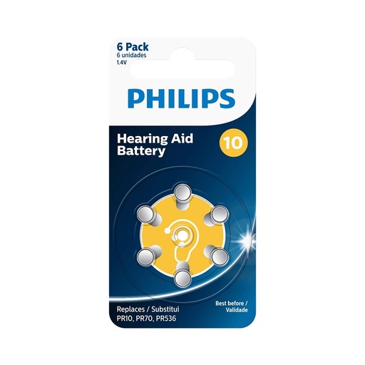 [4895229125575] Pilha Auditiva 10 C/ 6 Philips ZA10B6A/59